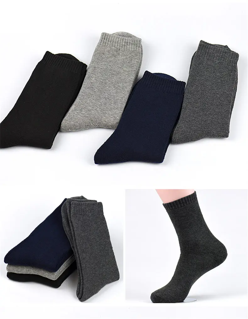 4pairs lot Eur39-44 Socks Men 2018 Winter Thicken Warm Terry socks Male Classic Business Casual Thermal Cotton Spring Crew Socks03