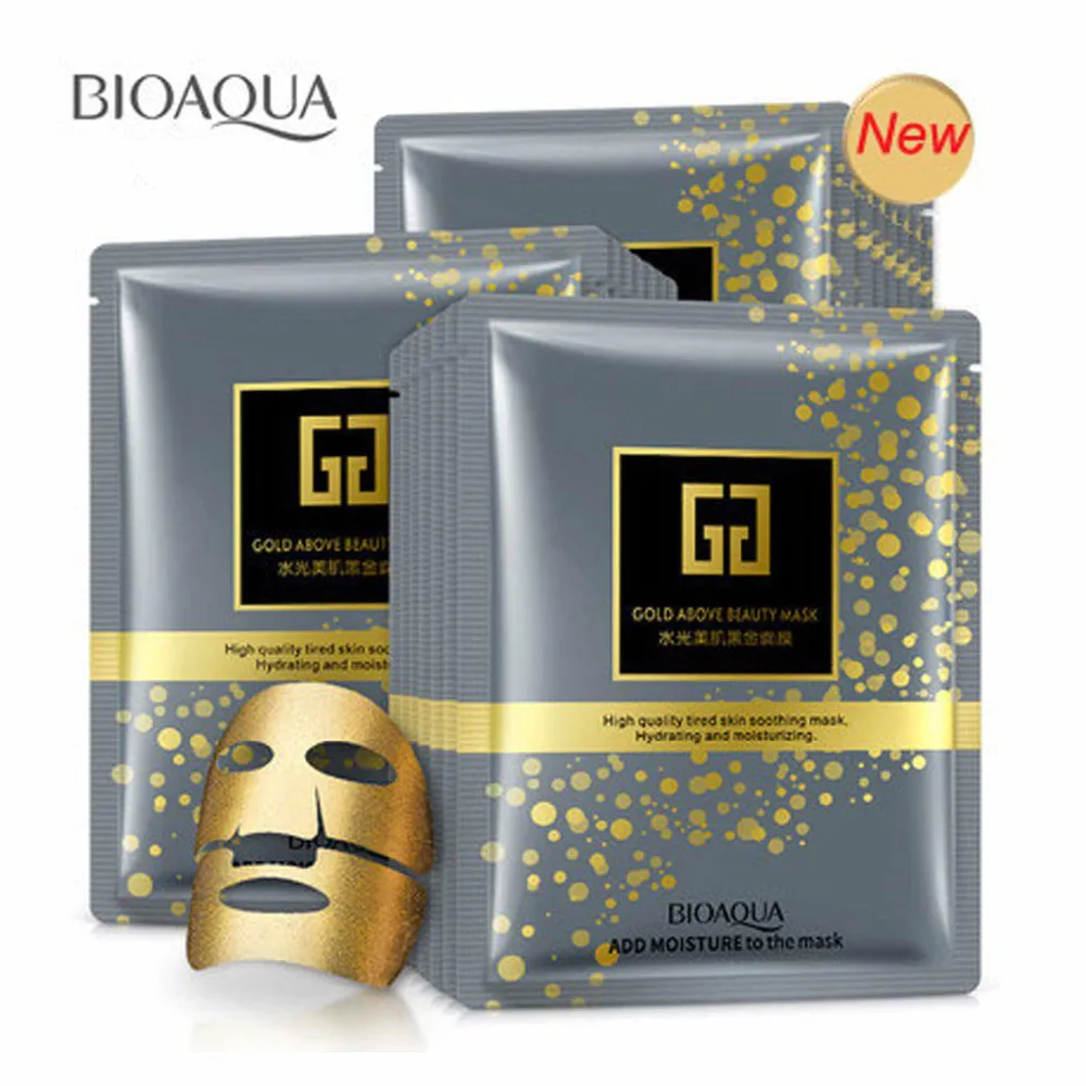 BIOAQUA Gold Facial Mask Black Essence Hyaluronic Acid Gel Anti Aging