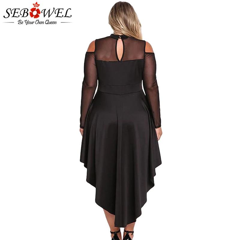Black-Sheer-Mesh-Trim-Hi-Lo-Peplum-Bodycon-Dress-LC61727-2-2 