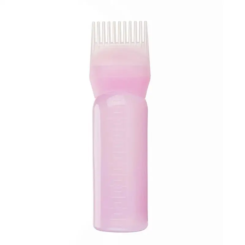 120ml Professional Hot Hair Dye Bottle Applicator Brush Dispensing Salon Hair Coloring Dyeing Hair Dry Cleaning Bottle - Цвет: Розовый