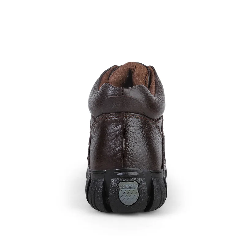 Boots Genuíno Homem Marca Inverno Invierno Fur Moda brown Ankle Homens Sapatos black Heinrich Hombre Black Couro Confortáveis De brown Fur Botas Zapatos pzFwqwX