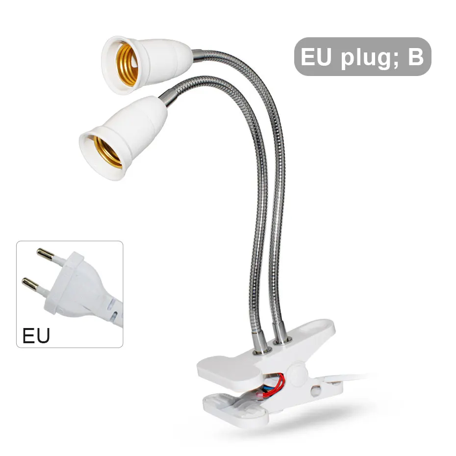 LED Bulb Lamp Holder Socket Adapter Clip Converter for LED Grow Light 360 Degrees Flexible Light Holder With Switch E27 - Цвет: Type B EU Plug