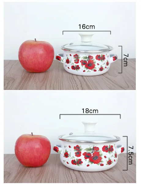 Dia.16/18/20 см(1,4/2,3/2.5L); комплект из 3 вещей; кухонная утварь эмалированных кастрюль набор горшков мини кухонная утварь со стеклянной крышкой