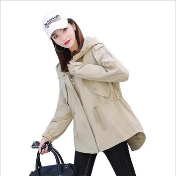 

Women Spring Jackets 2019 New Arrvial Autumn Women Short Coats Hooded Slim Long Sleeve Women Jacket With Sashes Mujer CQ2861