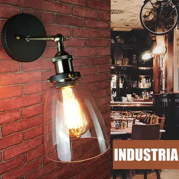

Industrial Style Clear Glass Loft Wall Lamp Antique Brass Vintage Sconce Li