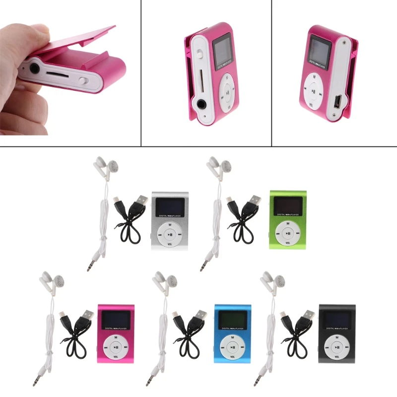 

1 Set New OOTDTY Mini USB Metal Clip MP3 Player LCD Screen Support 32GB Micro SD TF Card Slot Digital mp3 music player