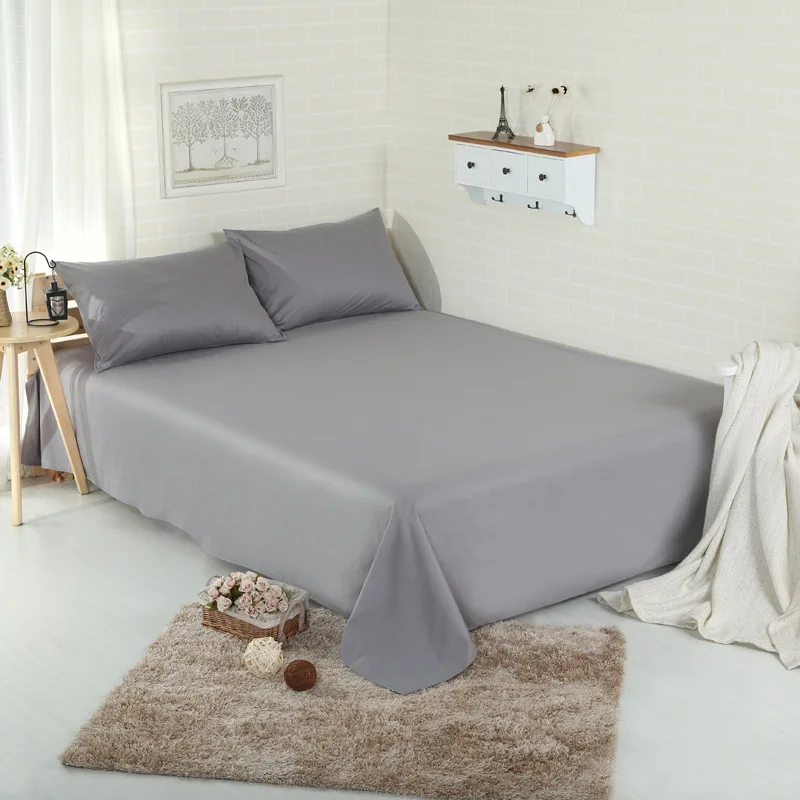  100% Cotton Solid Flat Sheet Bed Sheet Bed Cover Bedsheet Black White Blue Single Twin Full Queen K