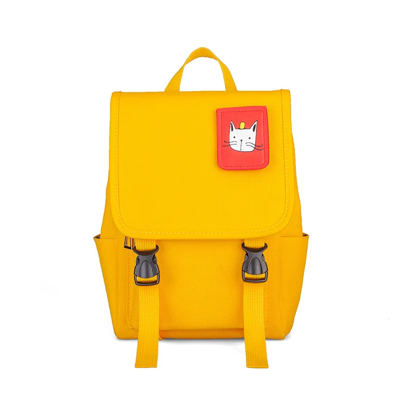 Рюкзак для маленьких детей, для путешествий, для девочек, в школьном стиле, одноцветная простая и Милая мини-сумка с кошкой - Цвет: Цвет: желтый