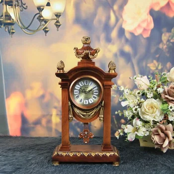 

N Meijswxj 2017 Desktop Pendulum Clock Saat Resin Reloj Retro Bracket Clock Masa saati Table Clocks Relogio de mesa Home Decor