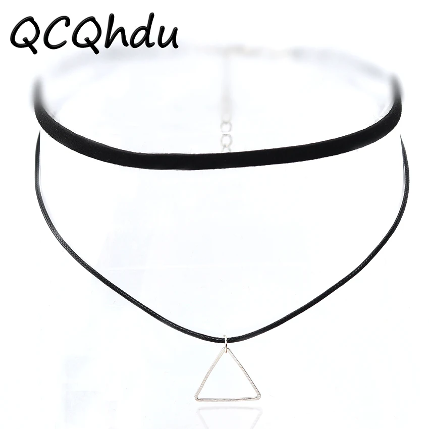 

Multilayer Choker Necklaces for Women Triangle Geometric Pendant Necklace Collares Fashion Jewelry Bijoux