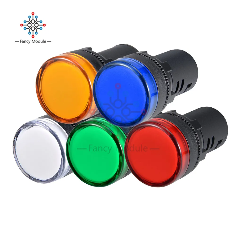 

AD16-22DS 22MM Mini LED Power Indicator Pilot Signal Light Lamp AC/DC 24V Flush Panel Mount 7/8" Blue Green Red White Yellow