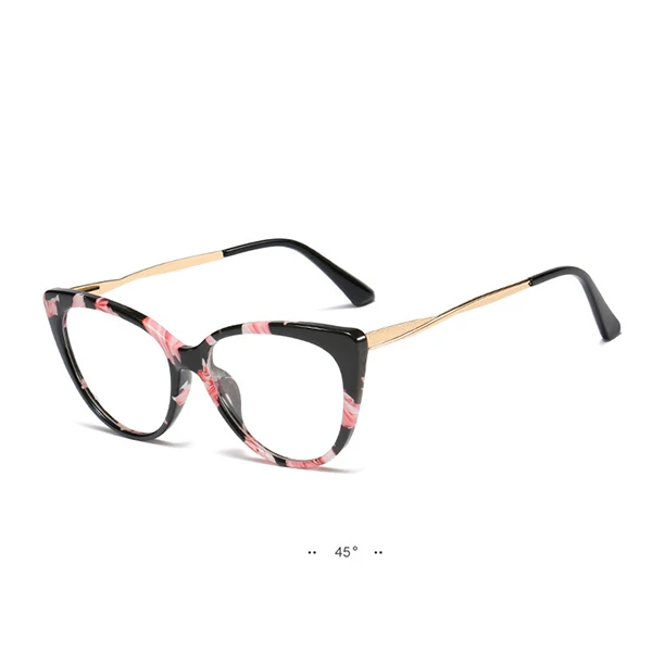 Ультралегкие женские очки с кошкой новые летние стильные ретро простые очки оправа UV400 прозрачные линзы женские очки Оптическая оправа X153 - Цвет оправы: C4 Flower Frame
