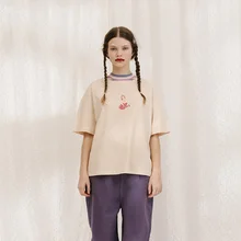 Высококачественная простая футболка с принтом для девушек, Женская хлопковая эластичная Базовая футболка, Женские повседневные топы, футболка с коротким рукавом, Женский Топ