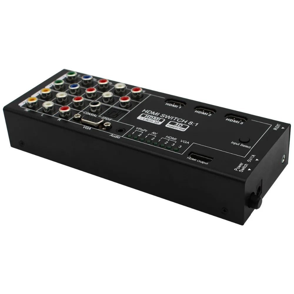 Multi-functional HDMI Converter Switch 8 Inputs to HDMI+COAXIAL+SPDIF Output Support 3D and Surround Sound for 1080P HDTV Multi-functional HDMI Converter Switch 8 Inputs to HDMI+COAXIAL+SPDIF Output Support 3D and Surround Sound for 1080P HDTV