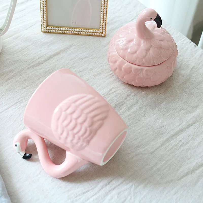 

Ceramic Pink Stereo Flamingo Storage Box/Jewelry Storage/Table Decoration