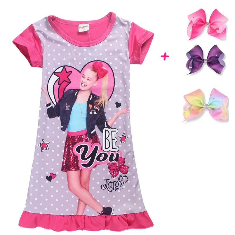 

JOJO siwa kids dresses for girls clothes girls princess dress moana baby vestido menina jojo siwa T shirt + Bowknot hairclip