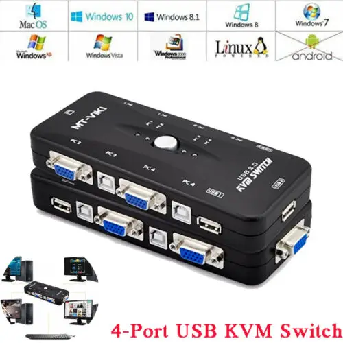 200 МГц видео монитор 4-Порты и разъёмы USB 2,0 kvm-переключатель Мышь/клавиатура/VGA 1920x1440 CA 3C03