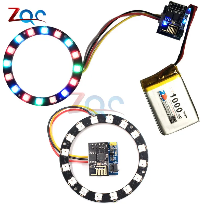 ESP8266 ESP-01 ESP-01S RGB светодиодный контроллер Adpater wifi модуль для Arduino IDE WS2812 WS2812B 16 бит светильник кольцо Рождество DIY