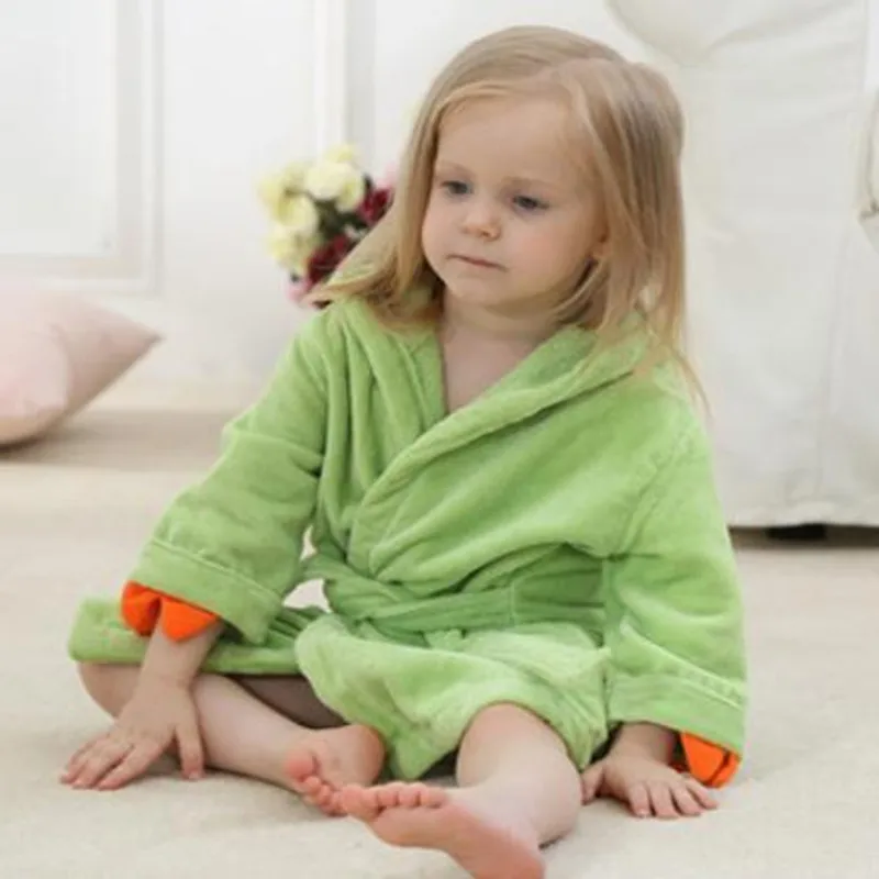 Зеленые для маленьких Полотенца хлопка с капюшоном банное полотенце для маленьких мальчиков халат для девочек 0-3 лет