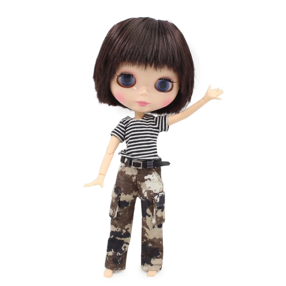 Кукла ICY DBS Blyth boy body BL0312 темно коричневые короткие волосы для суставов тела белая