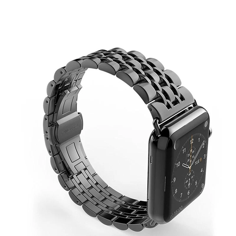 Ремешок для apple watch 42 мм 38 мм correa iwatch 44 мм/40 мм 4 3 2 браслет из нержавеющей стали pulseira apple watch 4 аксессуары - Цвет ремешка: 7black