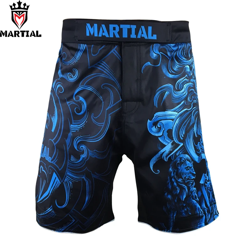 Koop Martial Leo Sublimatie ontwerp zwart kick boks shorts muay thai korte mannen bjj trunks polyester grappling broek