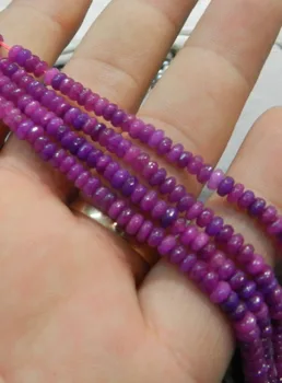 

Jewelry 00701 5strand 2x4mm Purple Rose roundel faceted abacus loose Beads 15 " AAA