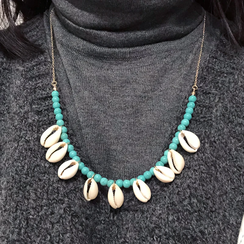

KBJW Natural PUKA cowries shell pendant necklace nature stone statement collar choker for women jewelry party gift dropshipping