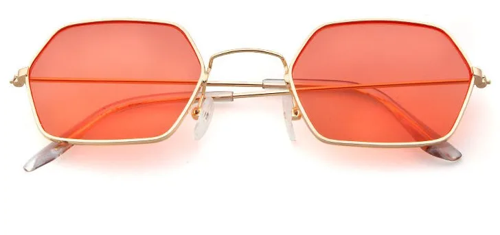 CCSPACE 11 цветов, женские квадратные солнцезащитные очки для мужчин и женщин, желтые маленькие металлические оправы, полигональные очки, фирменный дизайн, женские оттенки 45246 - Цвет линз: C6