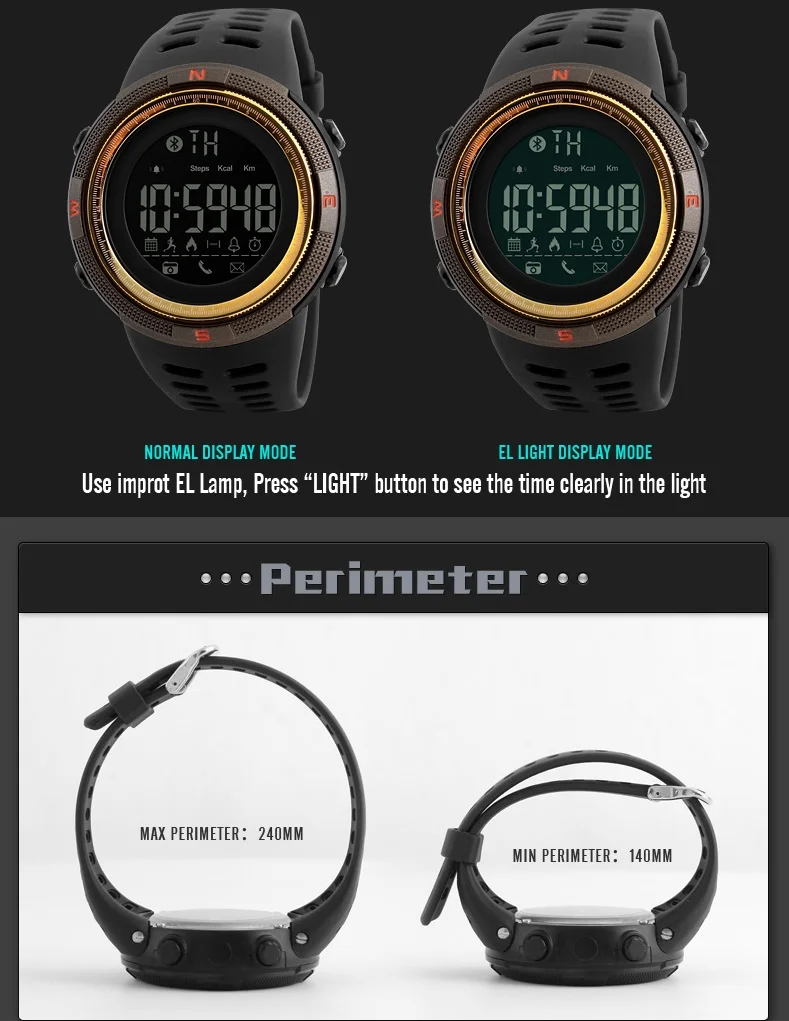 SKMEI Брендовые мужские умные спортивные часы 50 м водонепроницаемые цифровые часы наручные Новые Bluetooth калории шагомер модные часы