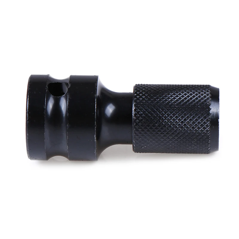 Black 1/2 Inch Square To 1/4 Inch CRV Hex Socket Adapter Female Drill Chuck Converter