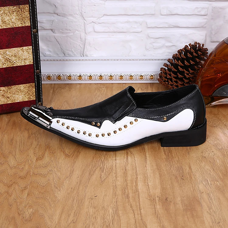 Chaussure As Für Oxford Weiß Brogues Echtes Schwarz Kleid Herren Homme Shown Mode Niet On Formale Slip Schuhe Leder Männer gFxWZnq