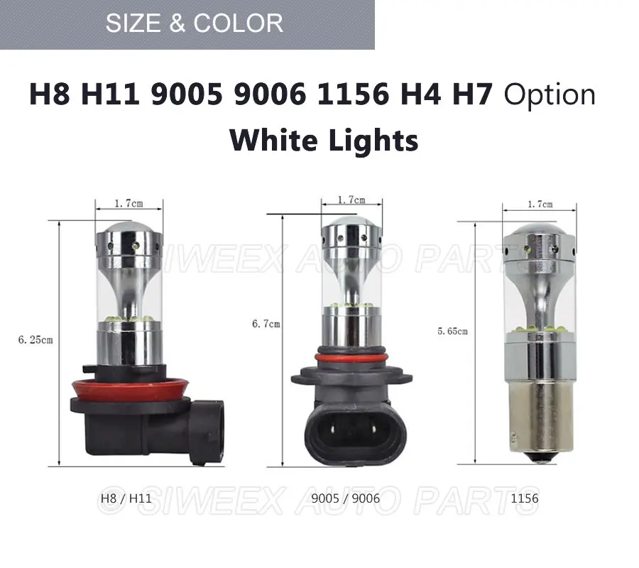 9005 HB3 9006 HB4 H4 H7 H8 H11 1156 BA15S 12 SMD 2525 Car Auto LED Bulbs Fog Lights Highlight High Power White Lamp 12V DC