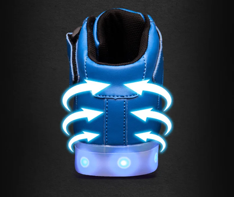 Модная обувь для мальчиков; Детские светящиеся кроссовки со светодиодной подсветкой и зарядкой через Usb; детская модная светящаяся обувь на липучке для девочек и мальчиков; обувь для катания на коньках
