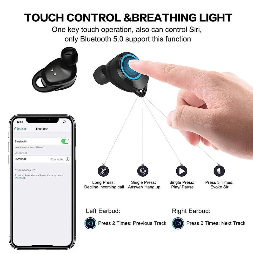 Беспроводные наушники Bluetooth TWS гарнитура водонепроницаемые бинауральные стерео