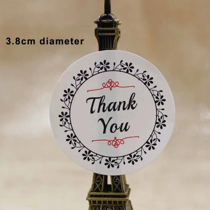 

100PCS new flower white Sticker Labels Thank You kraft sticker labels Sealing adhesive labels custom logo products tag labels