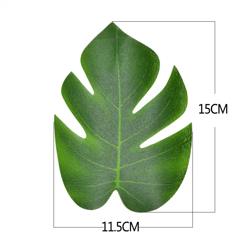 12 шт., большие искусственные листья тропической пальмы, Шелковый лист для Гавайских Луау, тематические вечерние украшения, украшения для дома, свадьбы, дня рождения - Цвет: 15cm