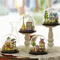 Поделки из дерева мини кукольный дом миниатюрная мебель Dollhouse Пластик Пылезащитный чехол Music Box днем колесо обозрения игрушки для Детский