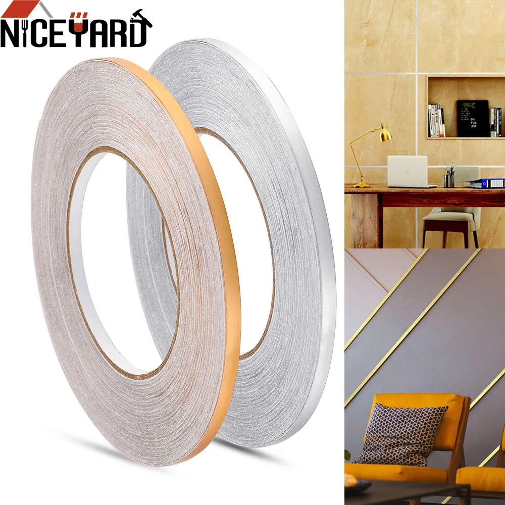 

NICEYARD DIY 50x0.05m Decoration Sticker Waterproof Floor Seam Sticker Copper Foil Strip Wall Sticker Gap Sealing Foil Tape