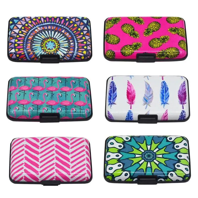 

Fashion Women Multicolor Print RFID Anti-theft Business Card Box Credit Card Pocket Holder Wallet Card Storage Fashion Bag