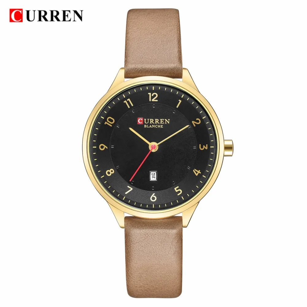 

Top Brand CURREN Leather Strap Women Colorful Watches Quartz Ladies Watch Simple Casual Dial Cheap Price Light Relogio Feminino