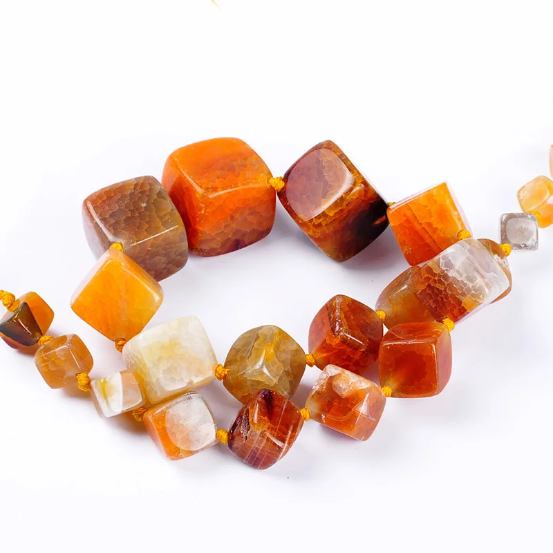 Top Quality Semi-precious Square Natural Stone Agata Strand Loose Beads Tower Chain DIY Jewelry Making For Necklace