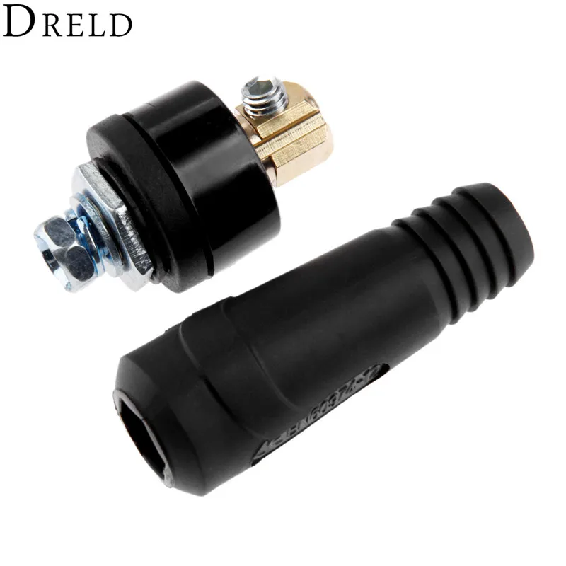 

DRELD 2pcs/set TIG Quick Fitting DKJ10-25 200A Cable Connector-Plug with DKZ10-25 Connector-Socket for TIG Welding Machine