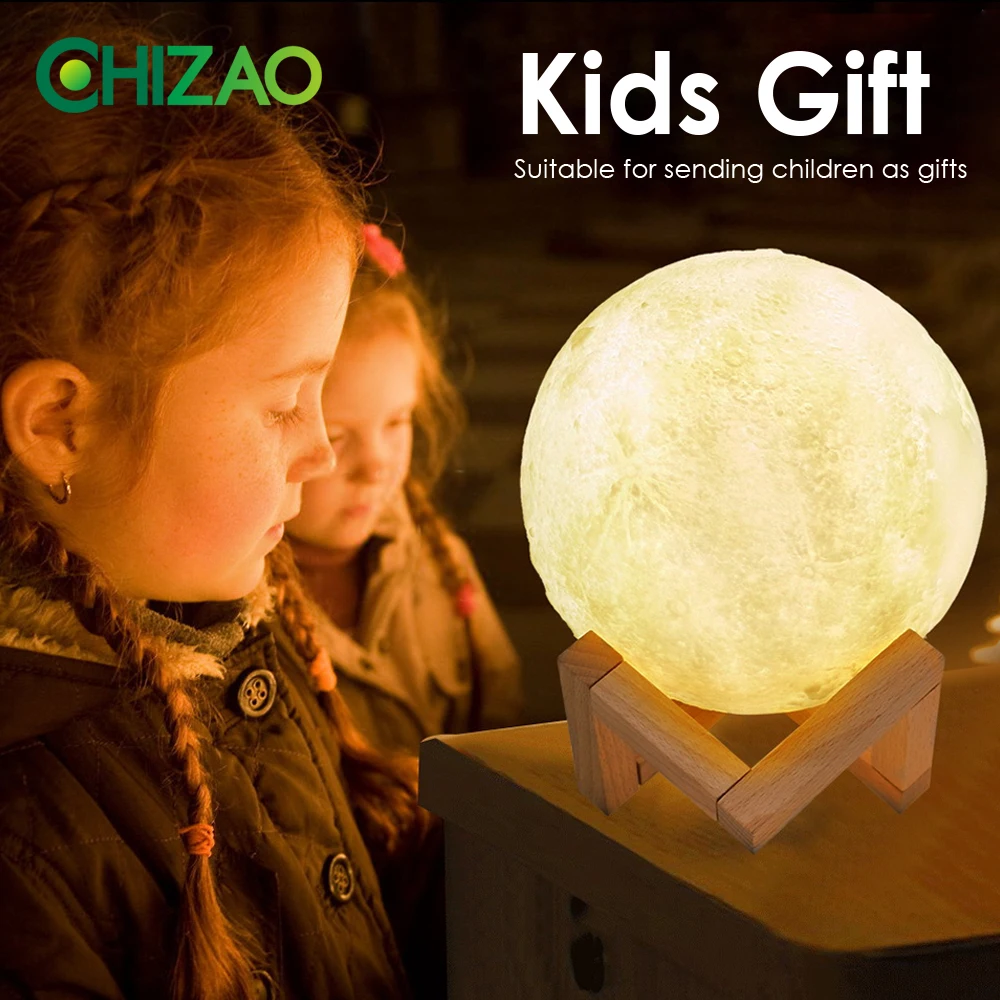  CHIZAO 3D Print LED Lamp Moon Earth Jupiter Home Bedroom Decor Creative Mood Night Light USB Rechar - 32957254699