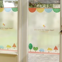 Индивидуальный размер мультфильм автомобиль город узор электростатическое матовое стекло пленка детская комната Детский сад гостиная спальня ПВХ непрозрачная пленка