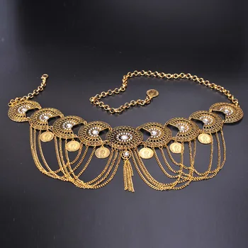 

2019 Women Belly Dance Accessories Golden Waist Belt Belly Chain Jewelry Body Chain with Fringes
