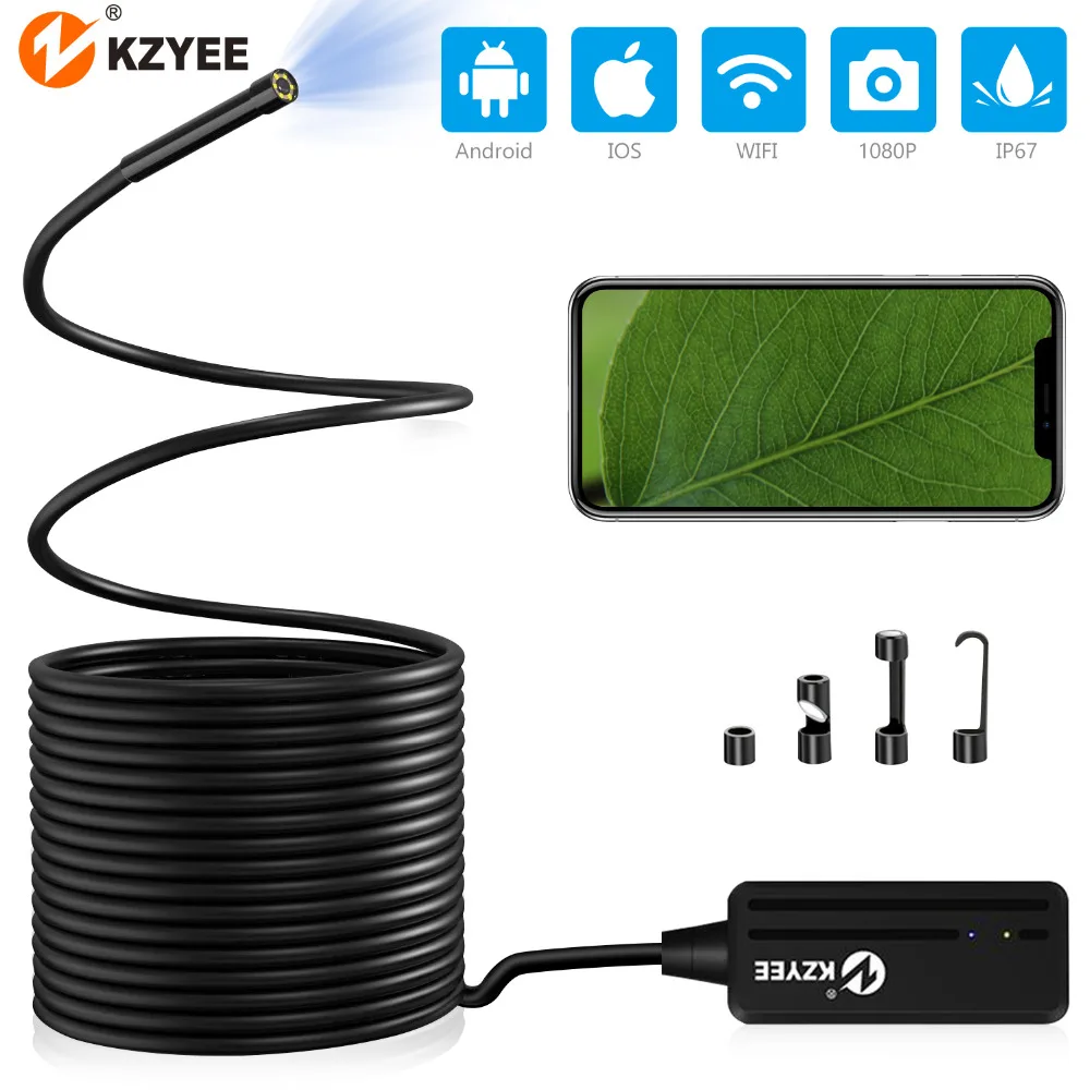 KZYEE 10 м беспроводной Эндоскоп 1200 P HD WiFi бороскоп Инспекционная камера 2 0