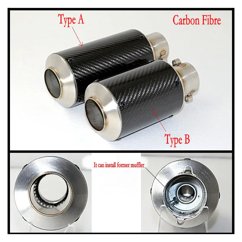 

universal 51MM carbon tubos de escape para motos gy6 exhaust pipe for kawasaki z1000 exhaust gsxr750 bike muffler