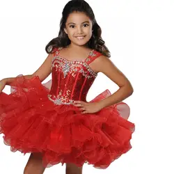 Платья для маленьких девочек с цветочным рисунком; Новинка 2019 года; вечерние платья с красными бусинами и кристаллами для малышей Vestido Casamento