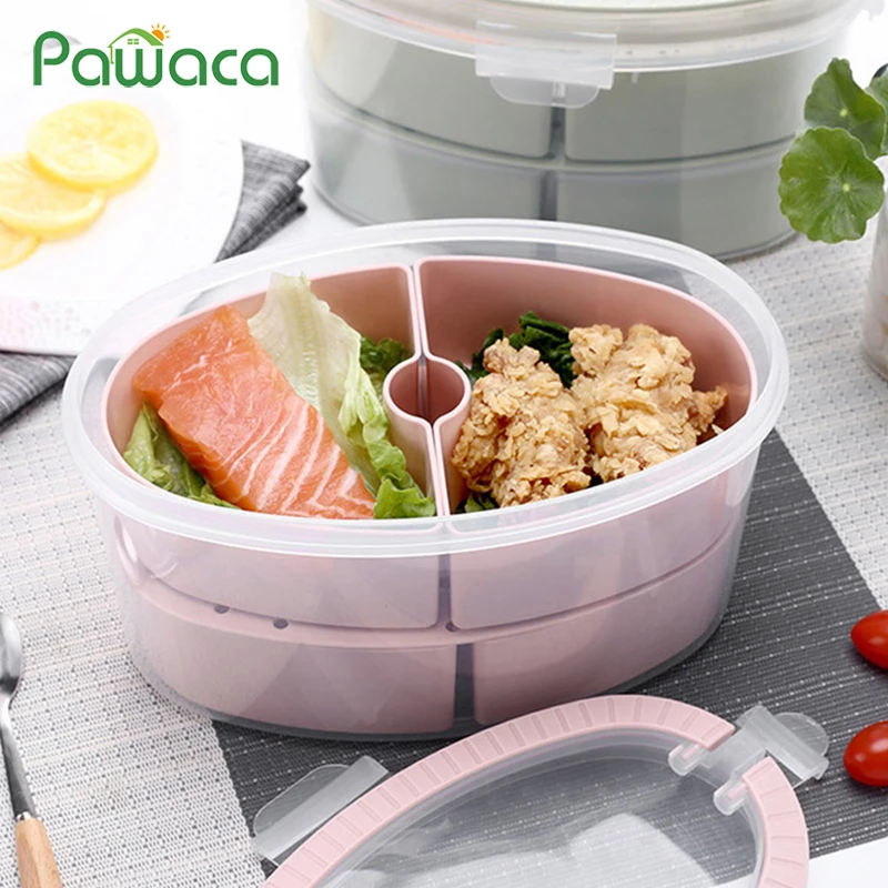 

Removable 4 Squares Lattice Lunch Box Compartment Meal Prep Containers Set Microwave Portable Food Storage Containers with Lids